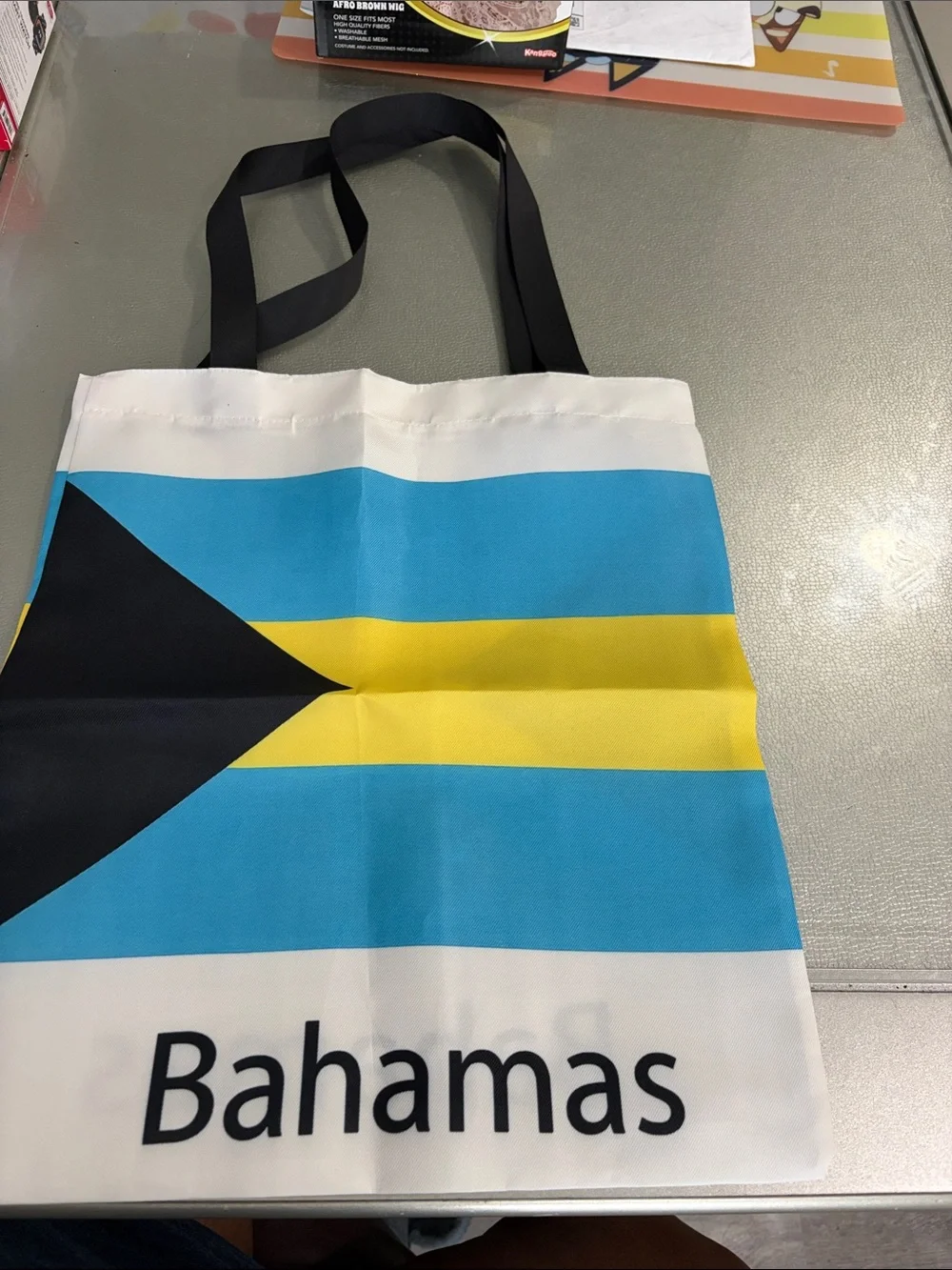 Bahamas Flag Canvas Tote Bag - Blue/Yellow/Black